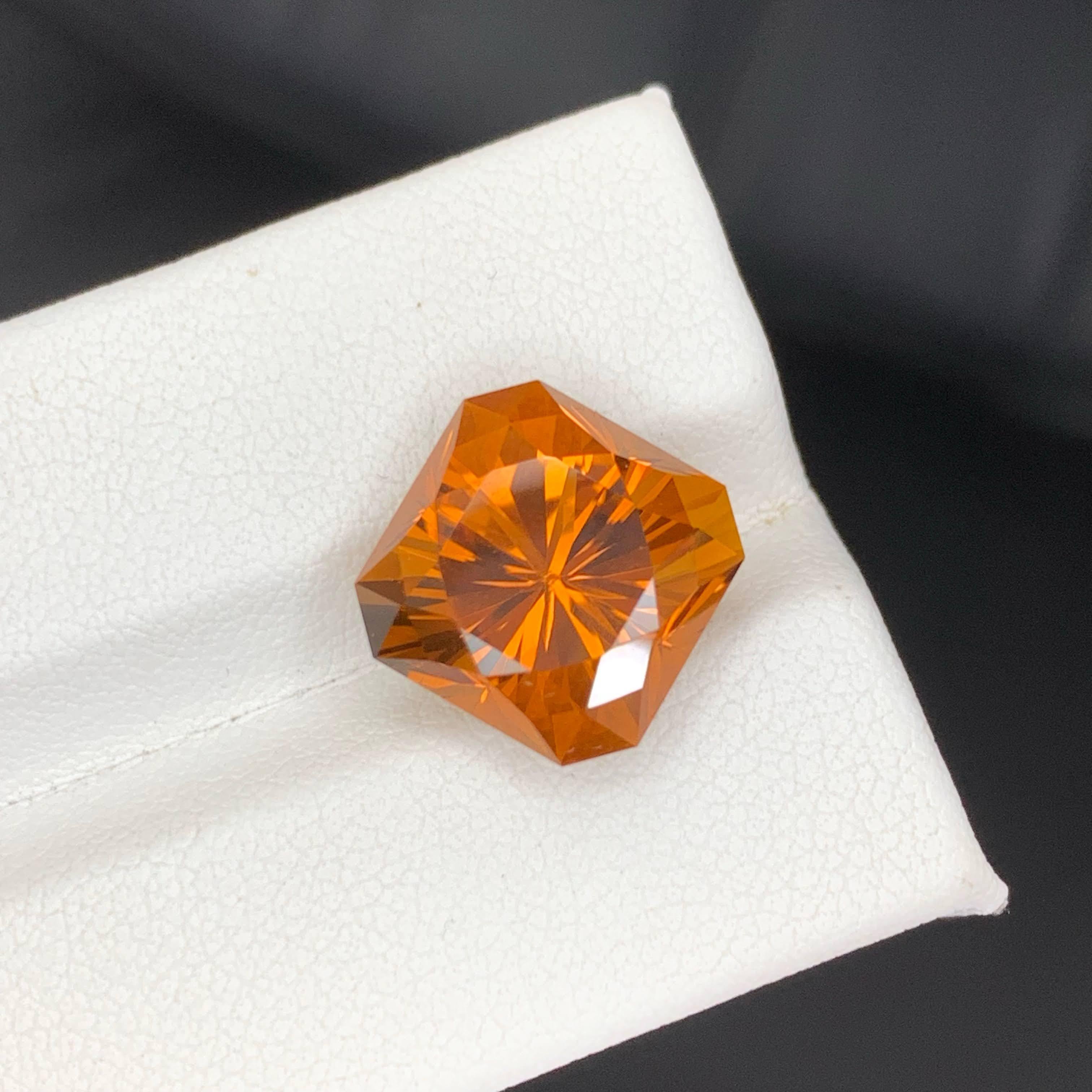 8.85 Carat Natural Loose Madeira Fire Citrine Fancy Asscher Cut Brazilian Gem For Sale 6