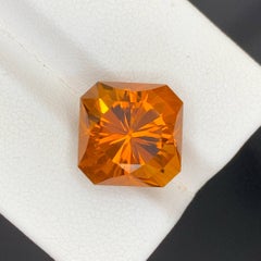 8.85 Carat Natural Loose Madeira Fire Citrine Fancy Asscher Cut Brazilian Gem