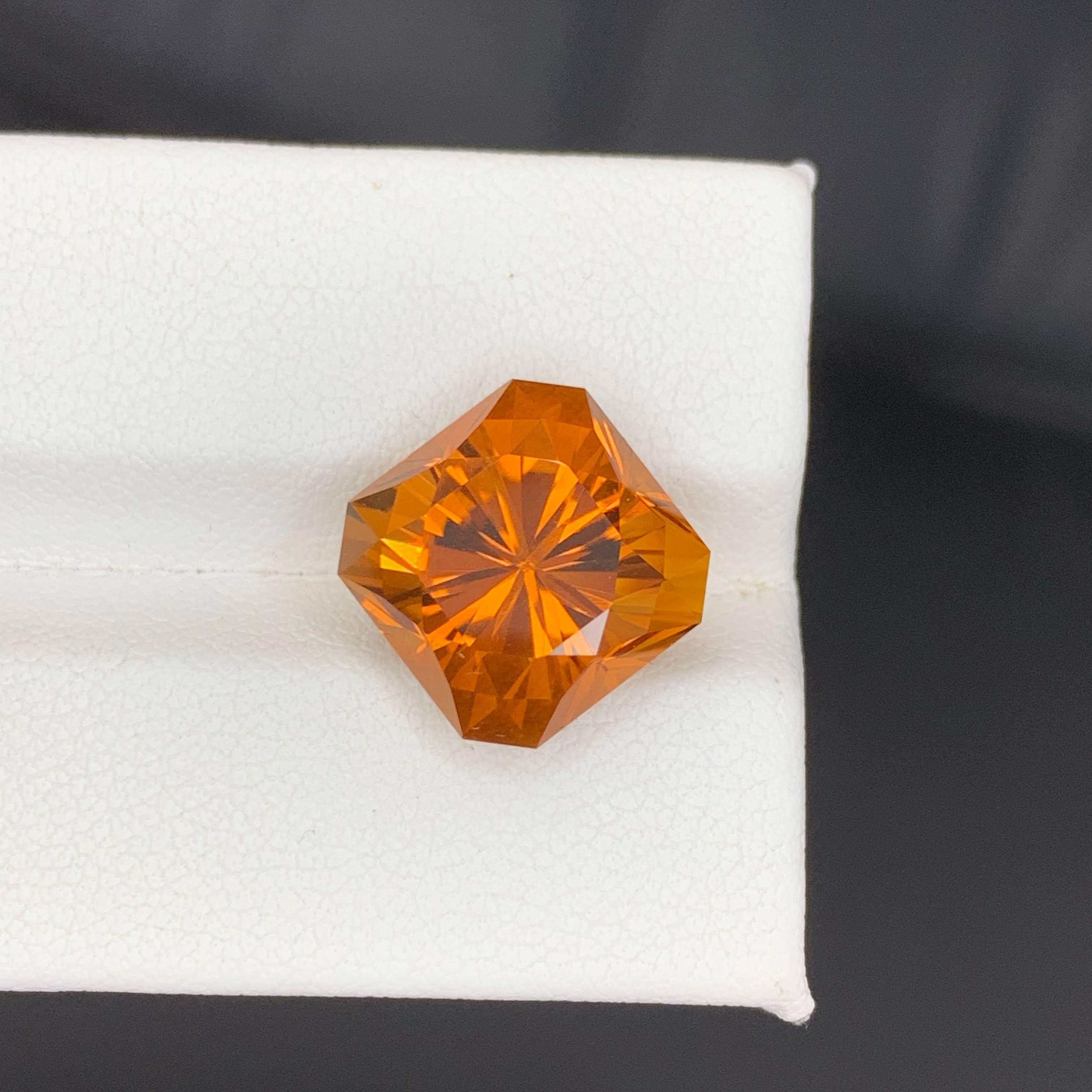 Modern 8.85 Carat Natural Loose Madeira Fire Citrine Fancy Asscher Cut Brazilian Gem For Sale