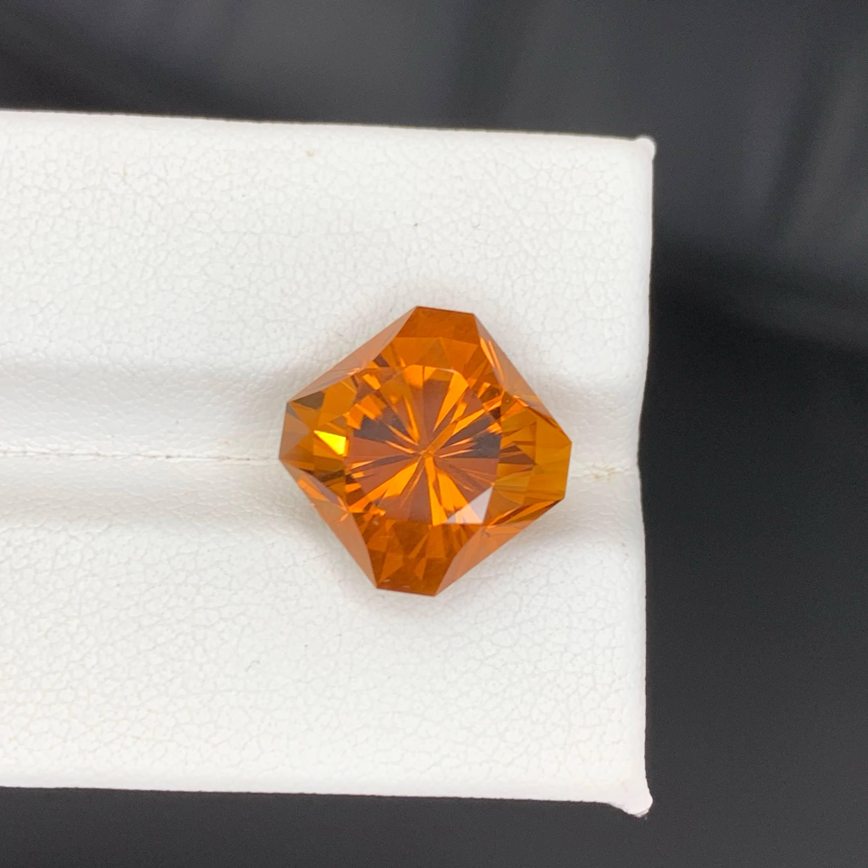 8.85 Carat Natural Loose Madeira Fire Citrine Fancy Asscher Cut Brazilian Gem In New Condition For Sale In Bangkok, TH