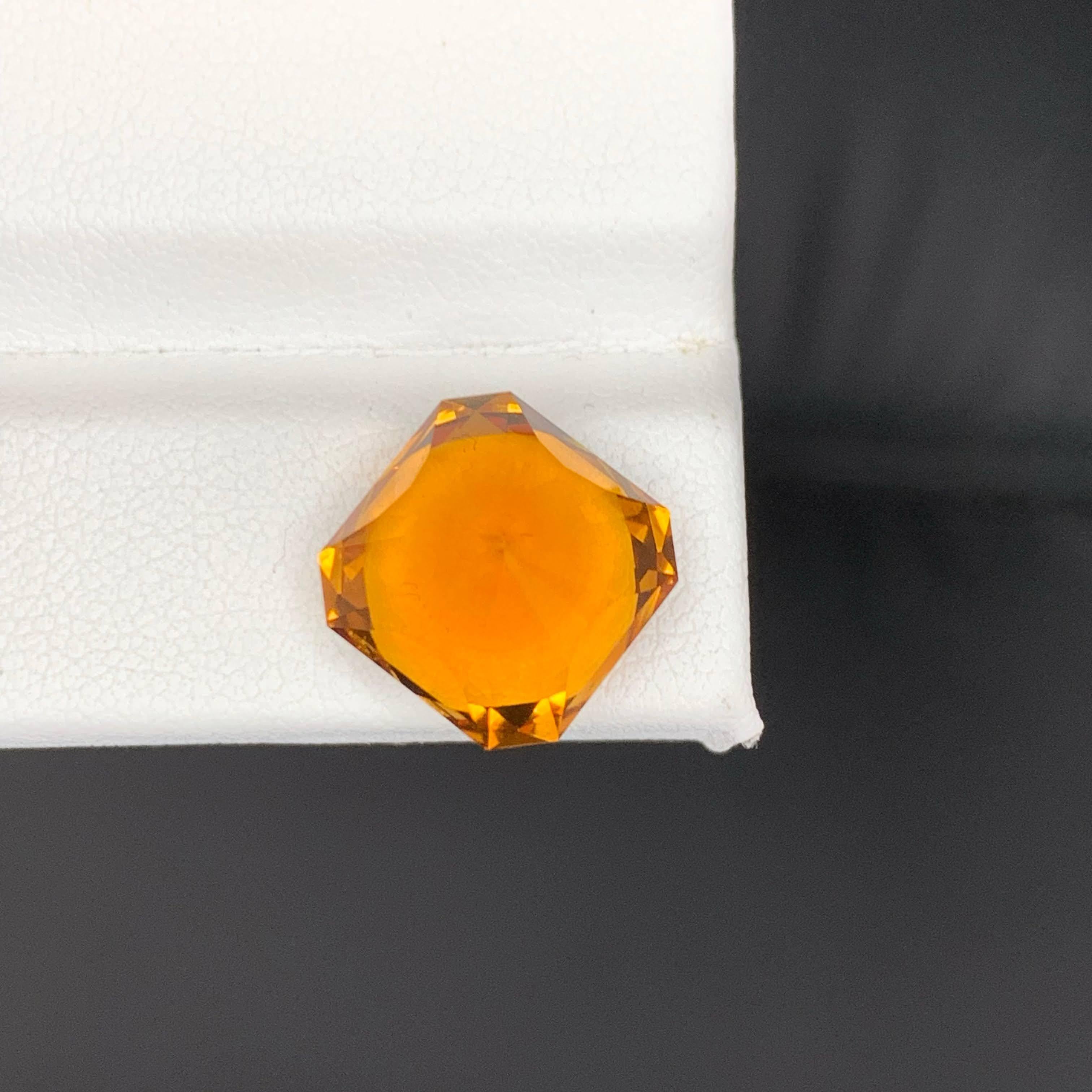 8.85 Carat Natural Loose Madeira Fire Citrine Fancy Asscher Cut Brazilian Gem For Sale 1