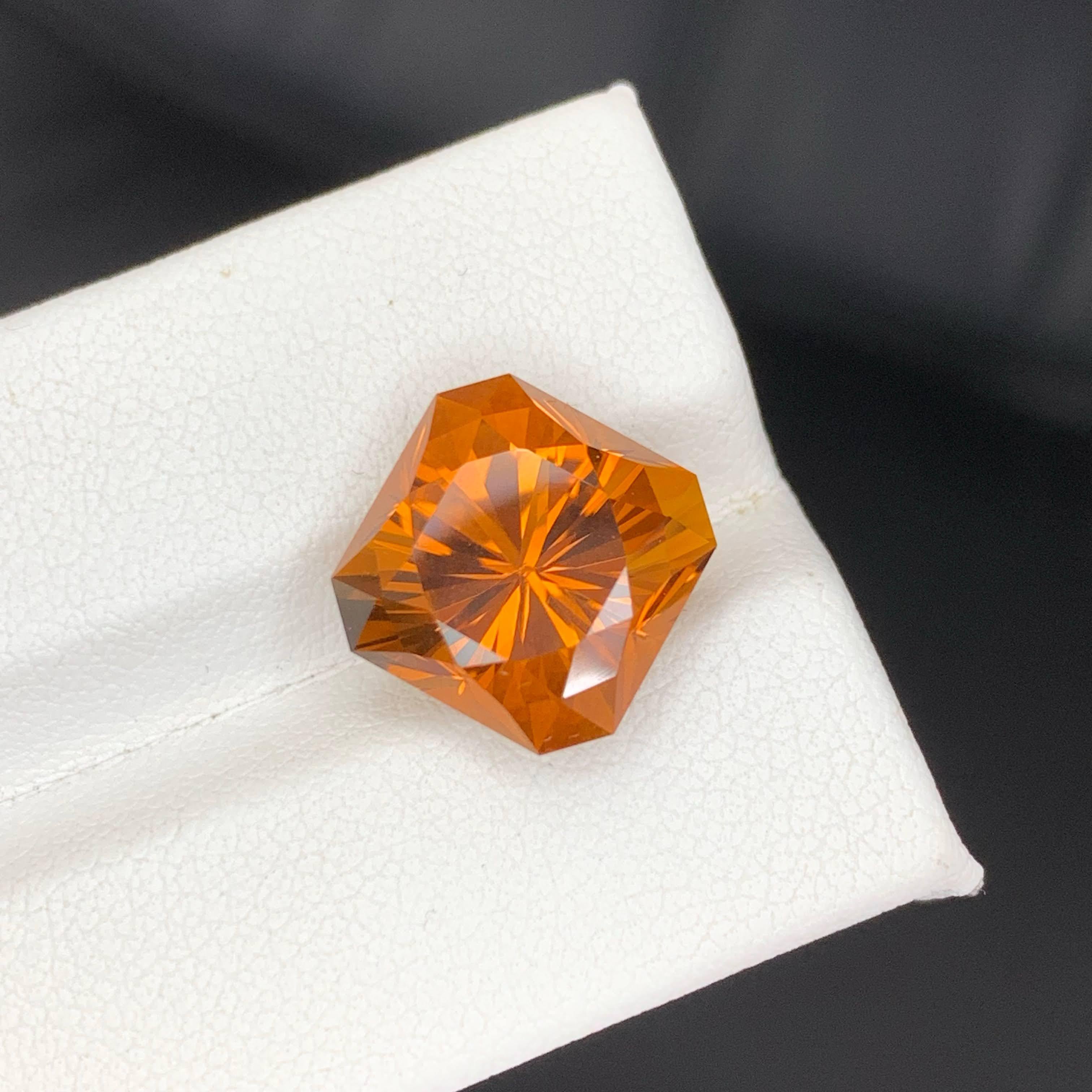 8.85 Carat Natural Loose Madeira Fire Citrine Fancy Asscher Cut Brazilian Gem For Sale 4