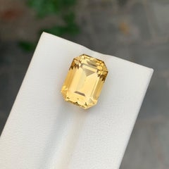 8.85 Carat Natural Loose Yellow Citrine Emerald Shape Gemstone