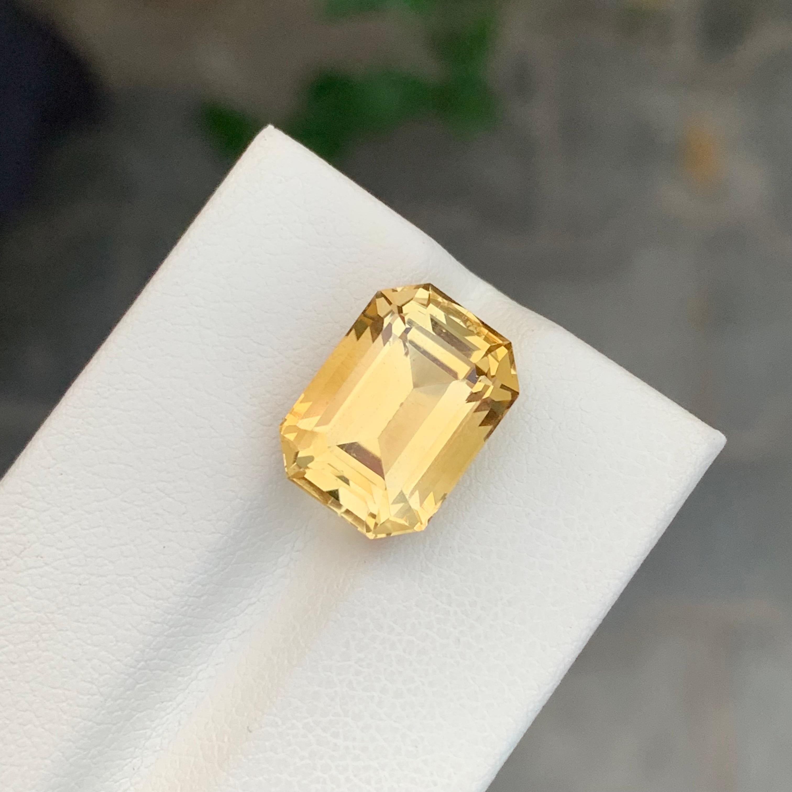 8.85 Karat natürlicher loser gelber Citrin Smaragd Form Edelstein (Arts and Crafts) im Angebot