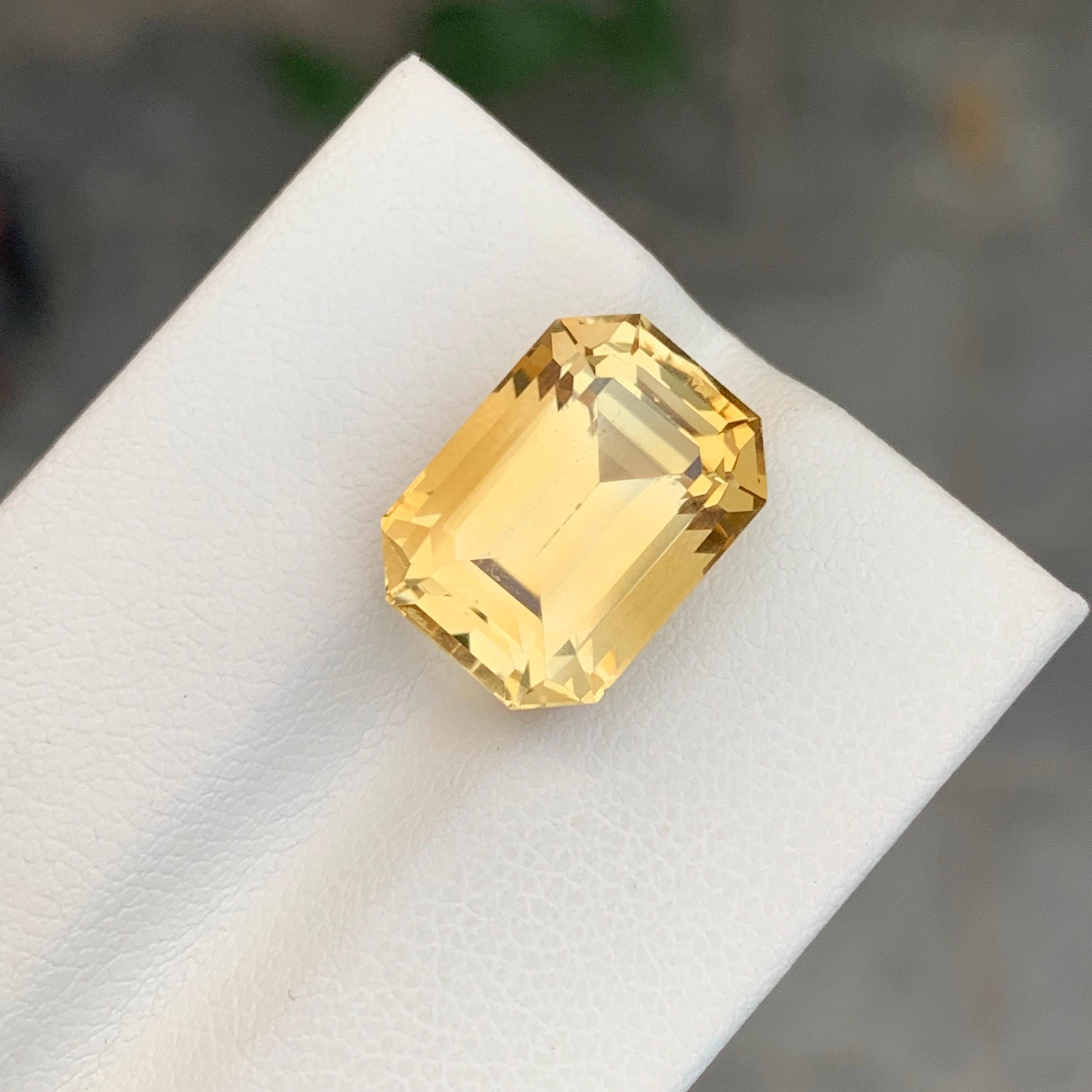 8.85 Karat natürlicher loser gelber Citrin Smaragd Form Edelstein im Angebot 1
