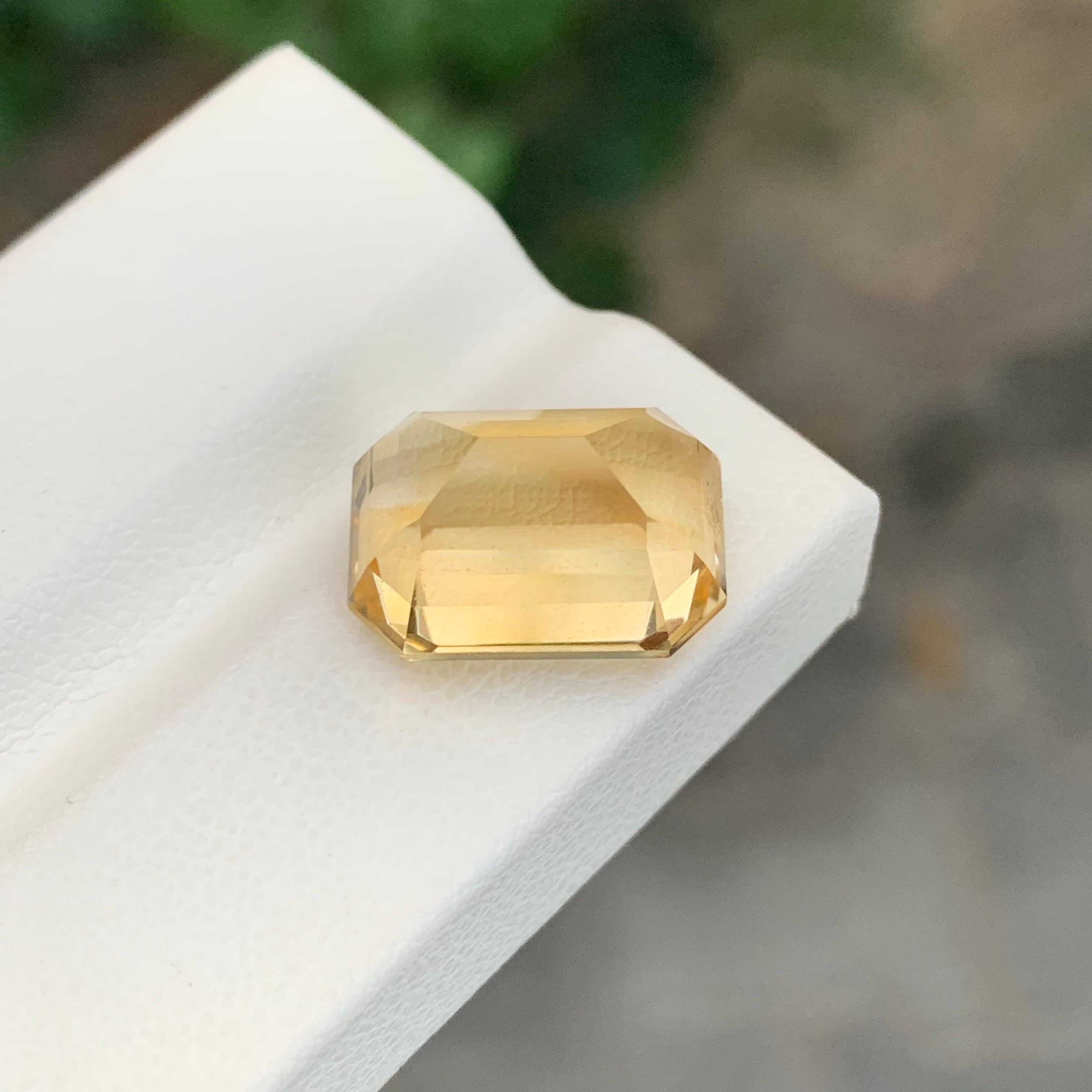 8.85 Karat natürlicher loser gelber Citrin Smaragd Form Edelstein im Angebot 2