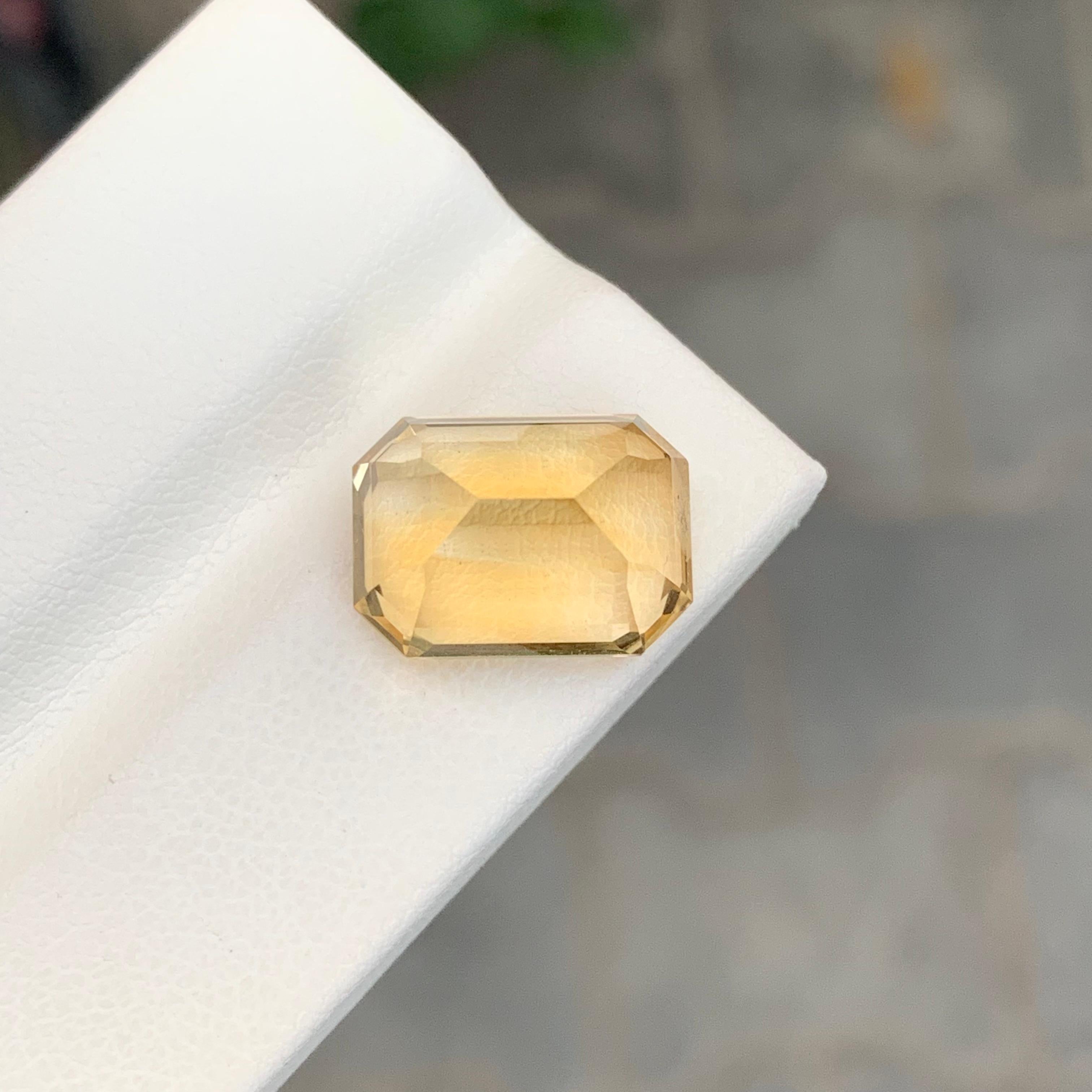 8.85 Karat natürlicher loser gelber Citrin Smaragd Form Edelstein im Angebot 3