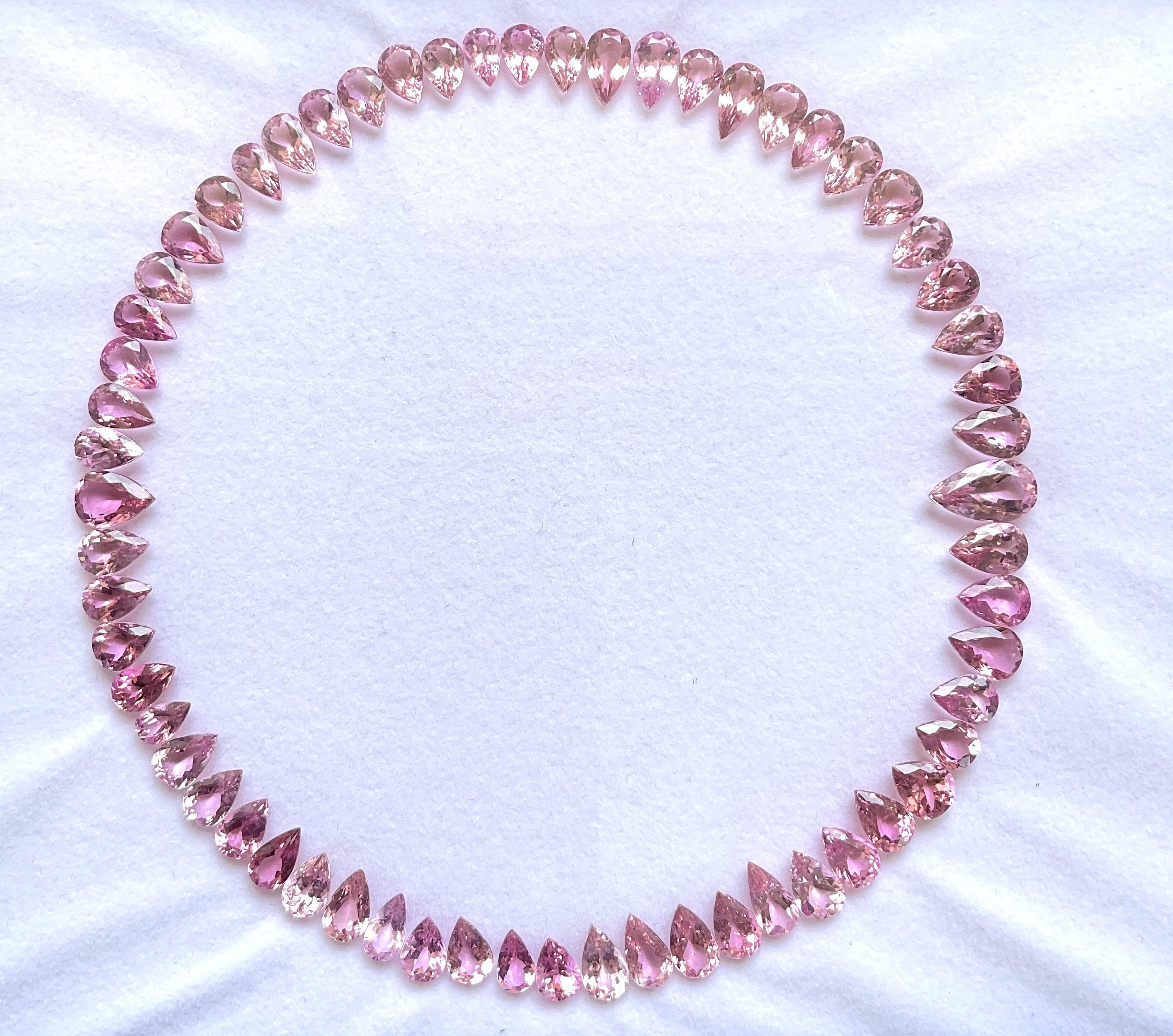 88.50 Carats pink tourmaline pear cut stone faceted top quality for jewelry gems
Gemstone - tourmaline
Weight -  88.50 Carats
Size - 14x8 to 7x5 MM
Quantity - 61 Pieces

