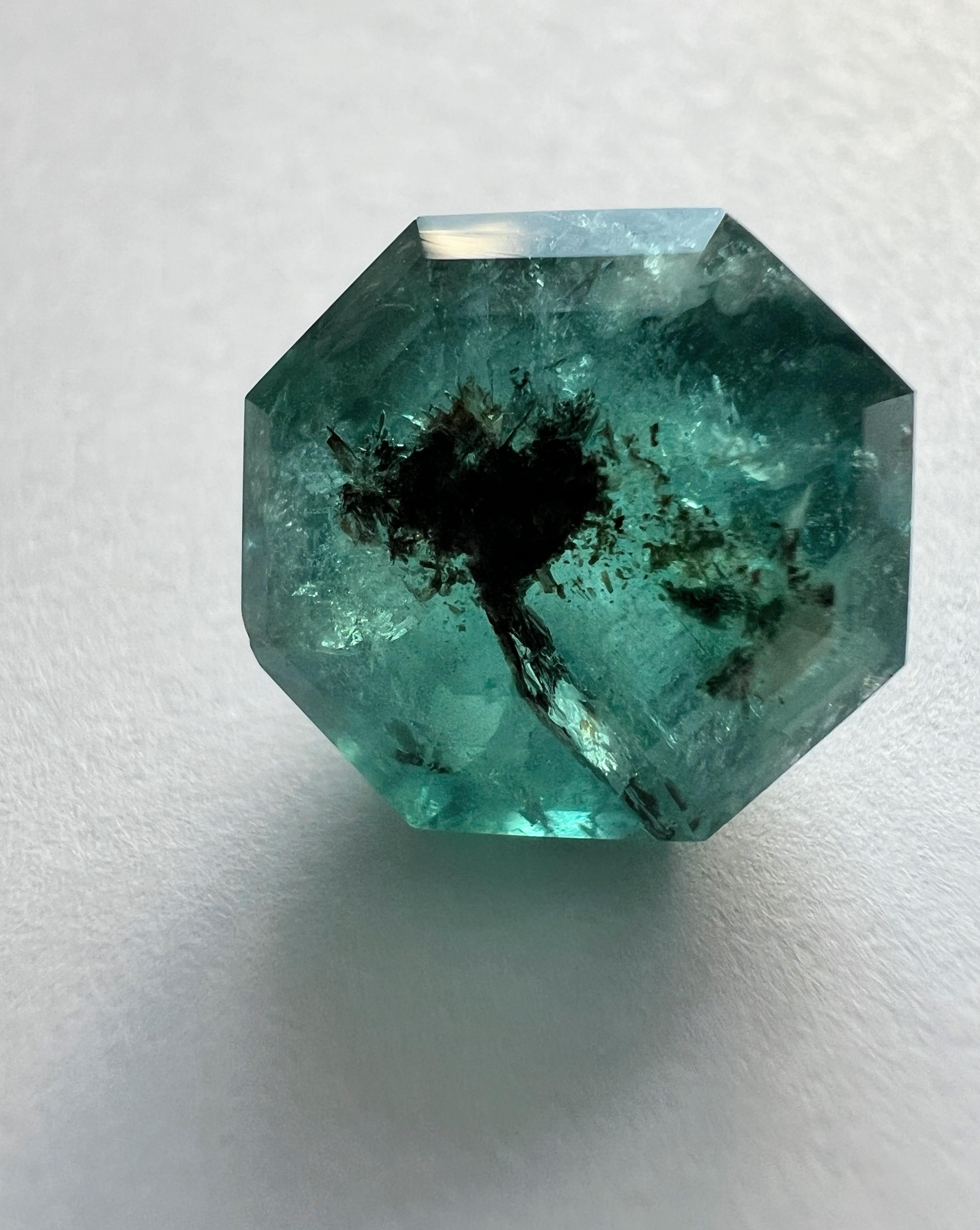 Artisan 8.85ct Asscher Cut No-Oil Natural Untreated Emerald Gemstone For Sale