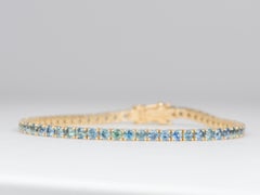 8.85ct Ombré-Color Montana Sapphire Tennis Bracelet 14K Yellow Gold R2025