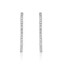 8,85 Karat runde Brillantschliff-Diamant-Reifenohrringe aus 14K Weißgold