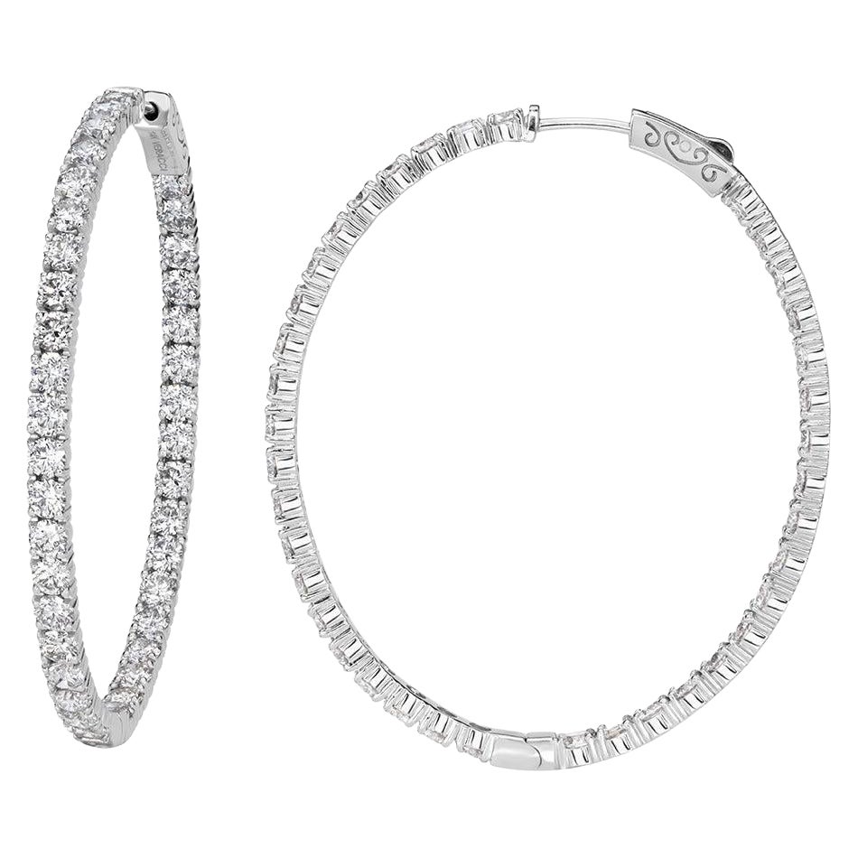 8.85ct Round Brilliant Cut Diamond Hoop Earrings in 14K White Gold