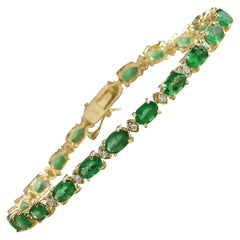 Smaragd-Diamant-Armband aus 14 Karat Gelbgold 
