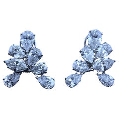 8.86 Carat Pear and Marquise Diamond Cluster 18K White Gold Earrings