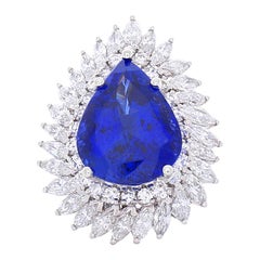 8.87 Carat Pear Shape Tanzanite and Diamond Ring in Platinum
