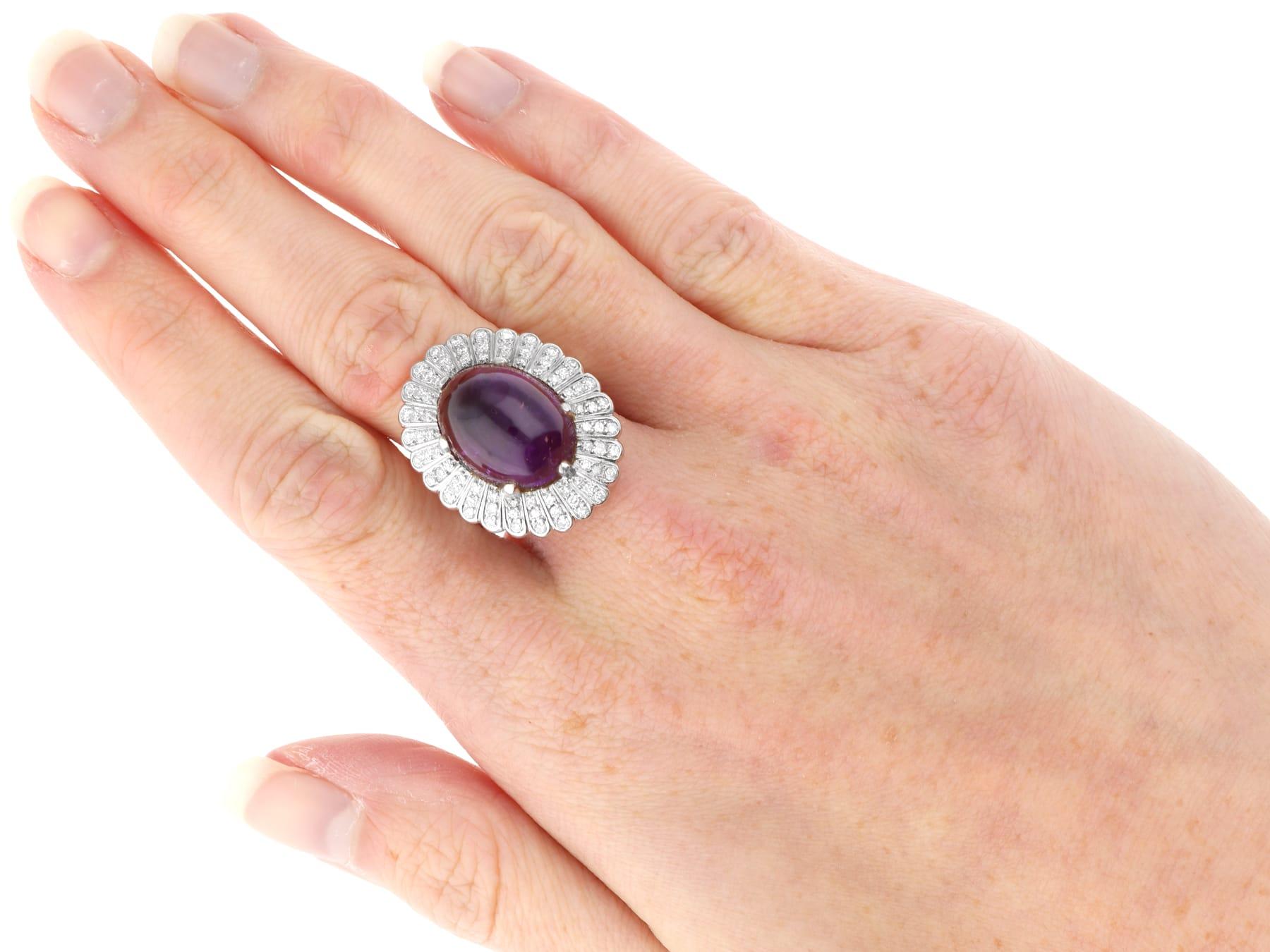 8,88 Karat Amethyst und 1,05 Karat Diamant 18k Weißgold Kleid Ring CIRCA 1935 im Angebot 6