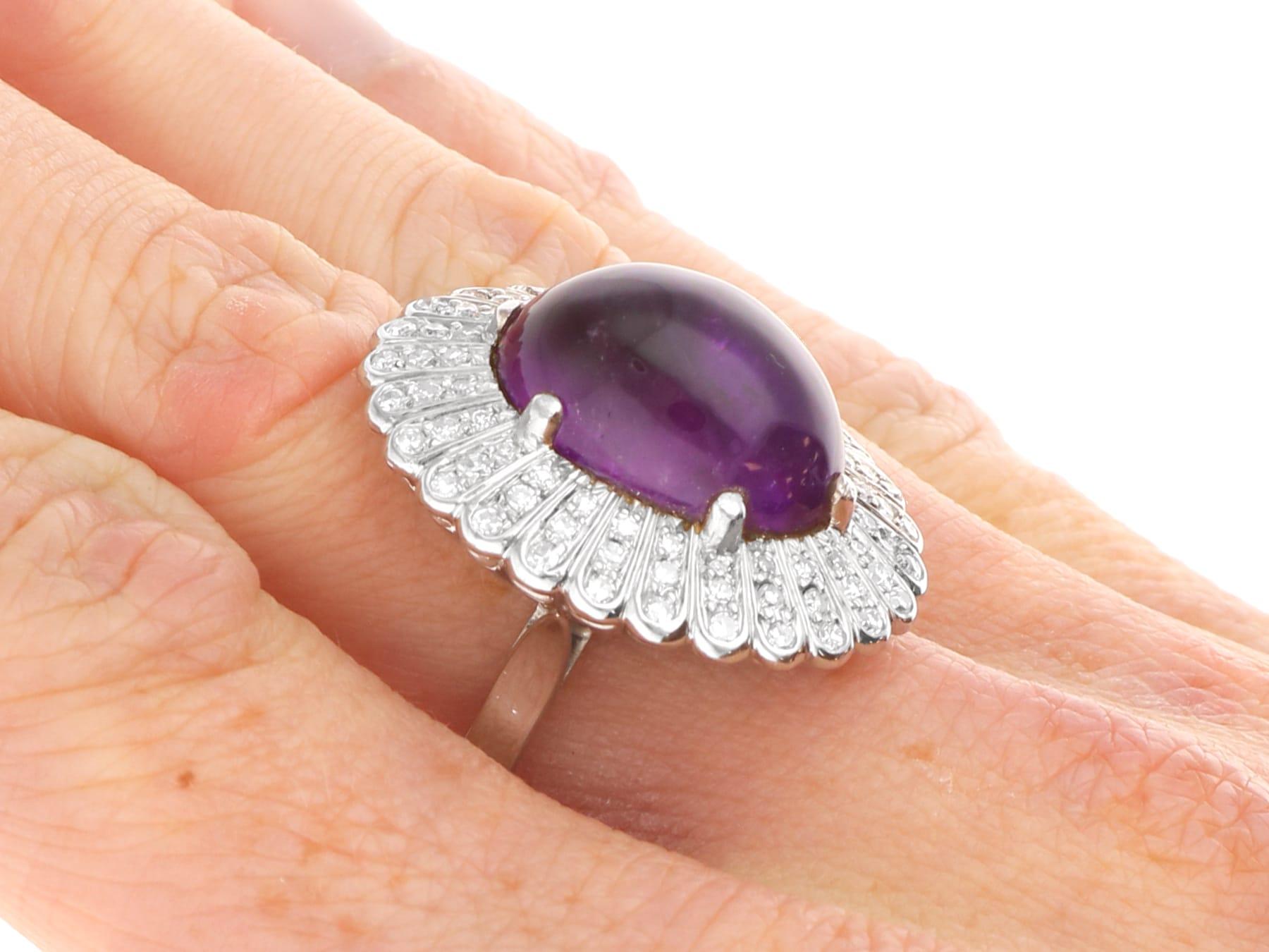 8,88 Karat Amethyst und 1,05 Karat Diamant 18k Weißgold Kleid Ring CIRCA 1935 im Angebot 7