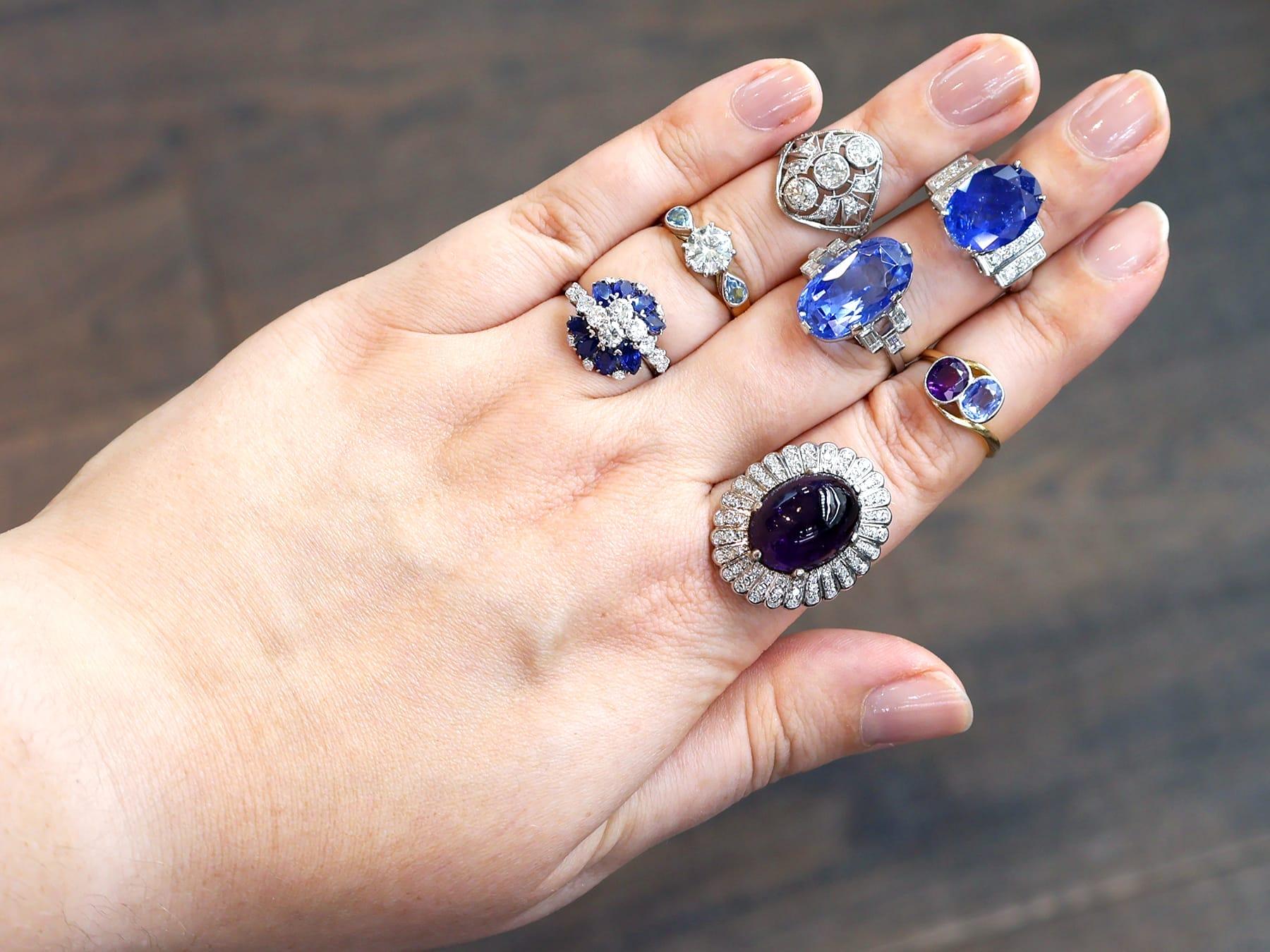 8,88 Karat Amethyst und 1,05 Karat Diamant 18k Weißgold Kleid Ring CIRCA 1935 für Damen oder Herren im Angebot