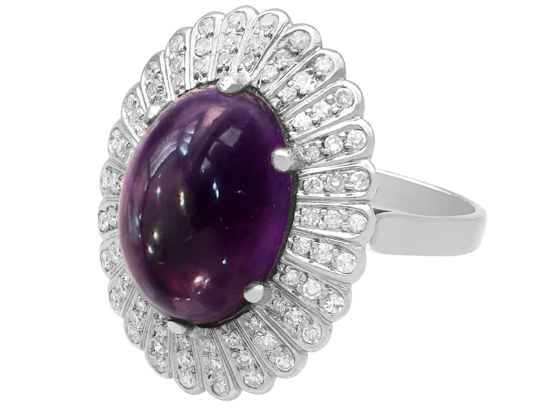 8,88 Karat Amethyst und 1,05 Karat Diamant 18k Weißgold Kleid Ring CIRCA 1935 im Angebot 2