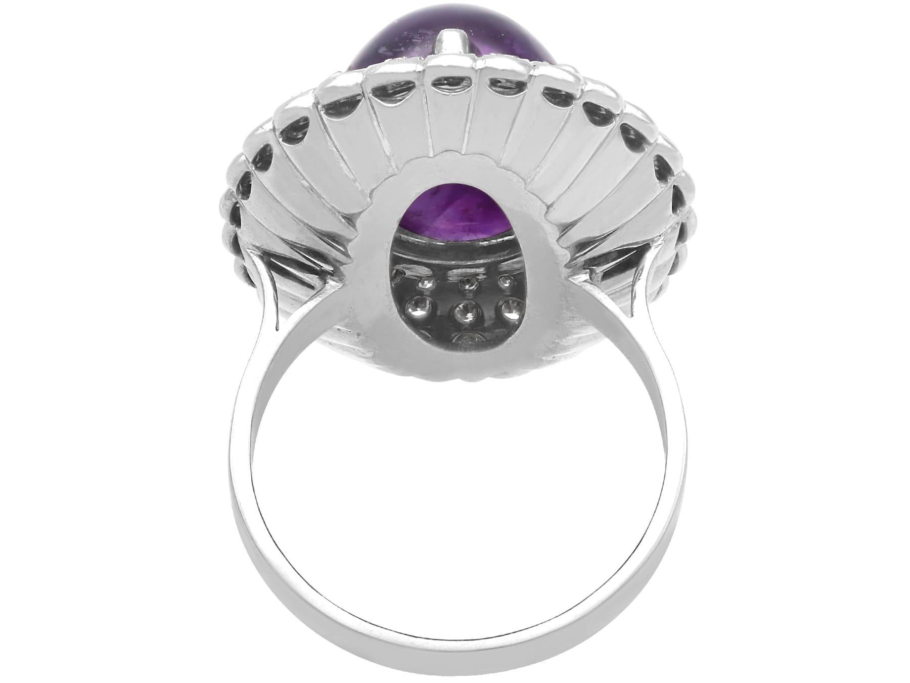 8,88 Karat Amethyst und 1,05 Karat Diamant 18k Weißgold Kleid Ring CIRCA 1935 im Angebot 3