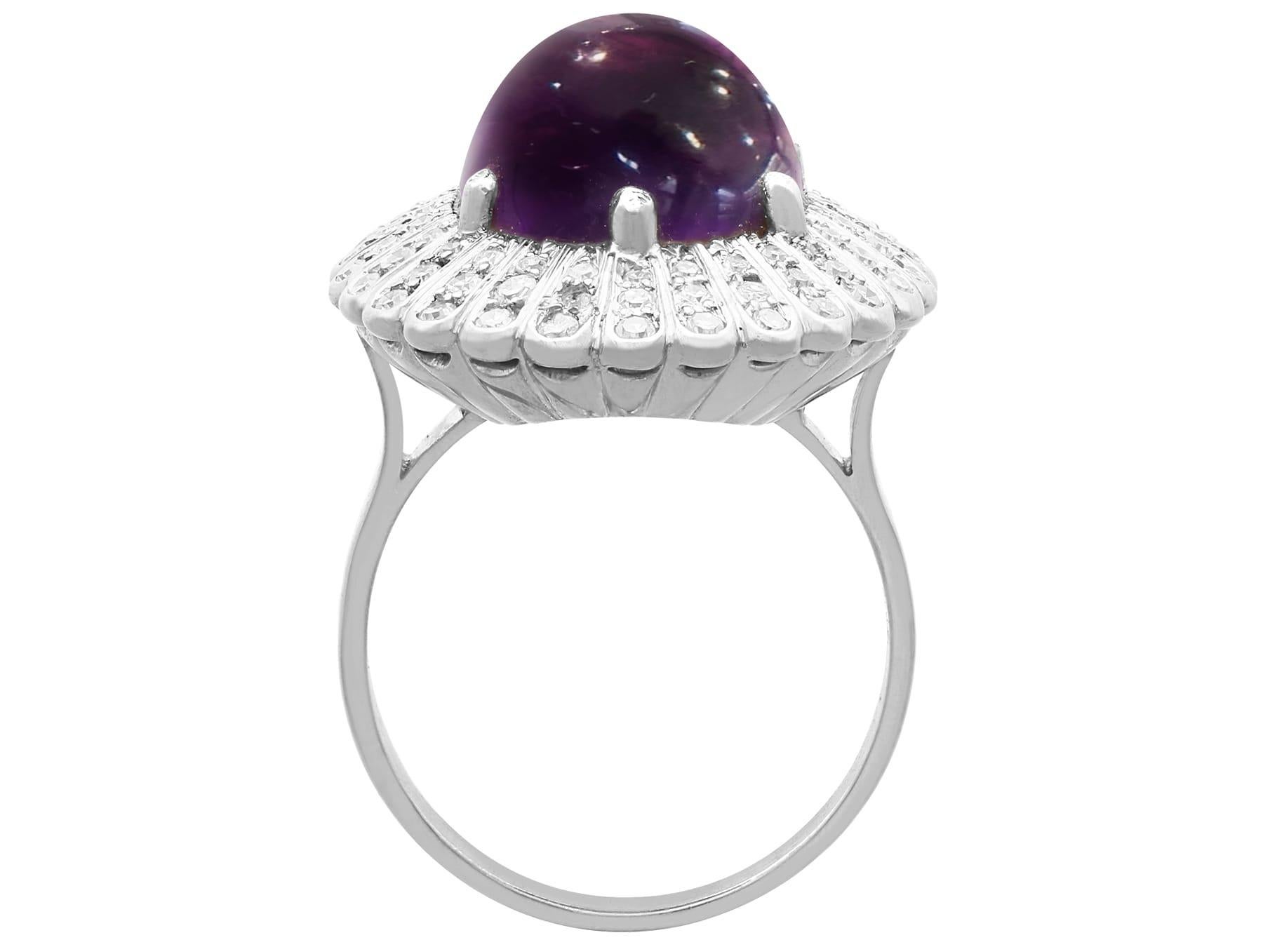 8,88 Karat Amethyst und 1,05 Karat Diamant 18k Weißgold Kleid Ring CIRCA 1935 im Angebot 4