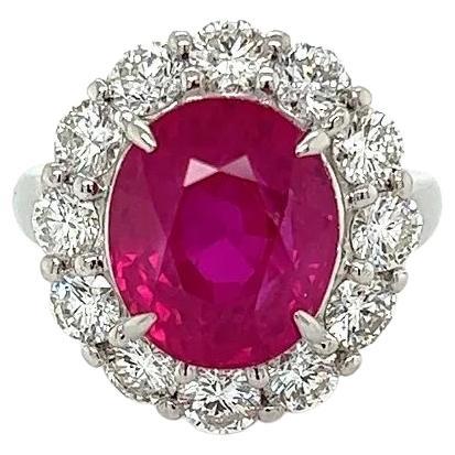 Ruby Bar Rbc 8.88 Carat Oval Ruby GIA and RBC Diamond Platinum Vintage Halo Cocktail ...