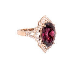 Sunita Nahata Rhodolite 8.88ct. Fancy Cocktail Ring in 18KRG with Diamond.