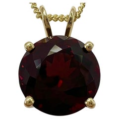 Collar Colgante Oro Amarillo Rojo Fantasía Corte Redondo Granate Rodolita 8,88 Quilates