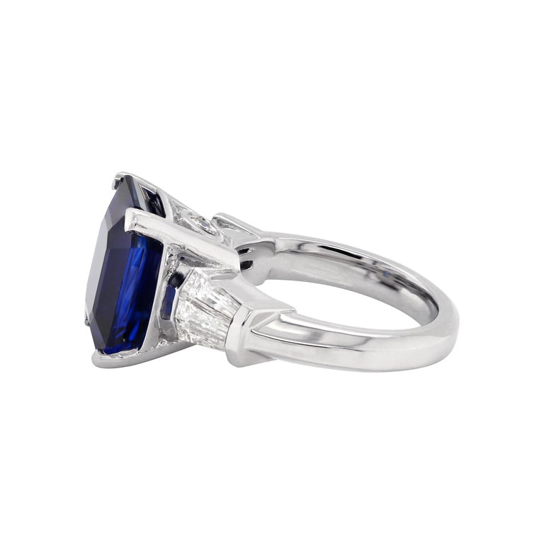 8.88 Carat Royal Blue Emerald Cut Natural Sapphire and Diamond ...