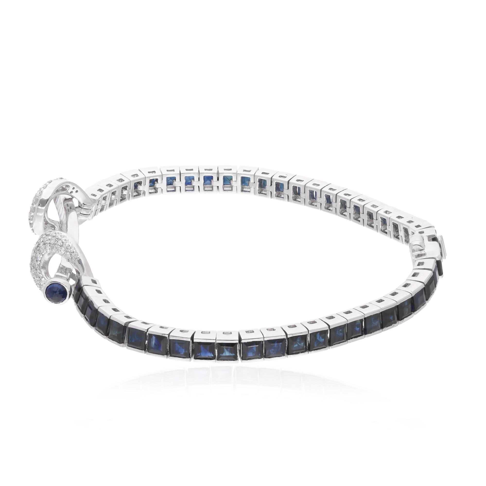 8,88TCW Blauer Saphir SI/H Diamant Bar Armband 18k Weißgold Feiner Schmuck (Moderne) im Angebot