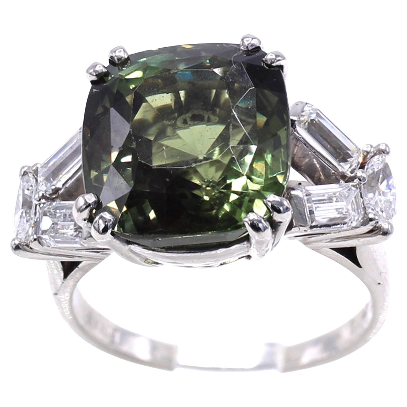 8.89 Carat Alexandrite Diamond Platinum Ring Henry Birks