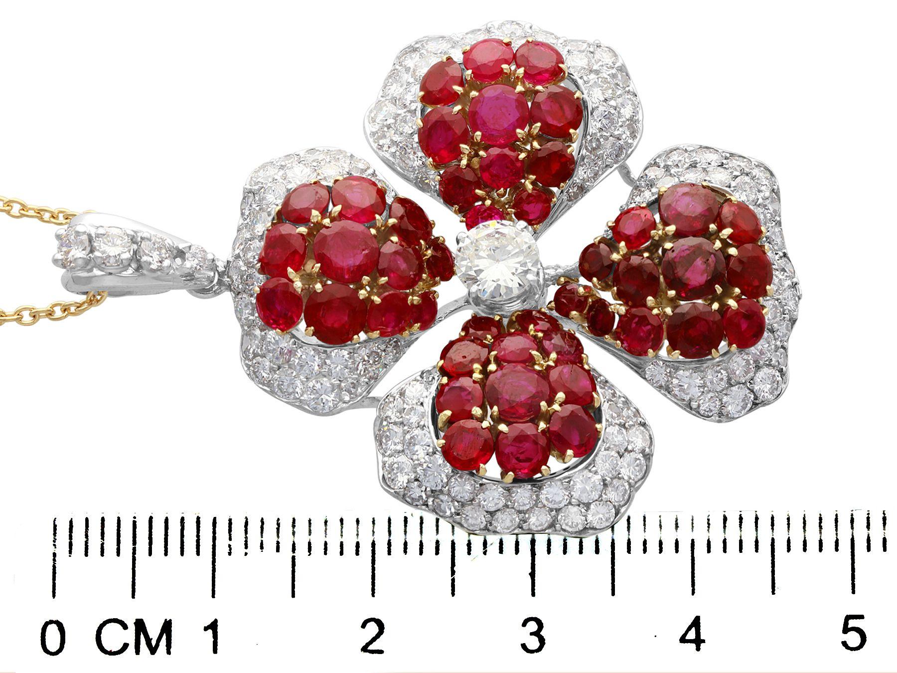 8.89 Carat Burmese Ruby 4.05 Carat Diamond Platinum Yellow Gold Drop Necklace 3