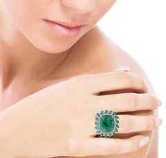 8.89 Carat Emerald Diamond Ring 18 Karat White Gold