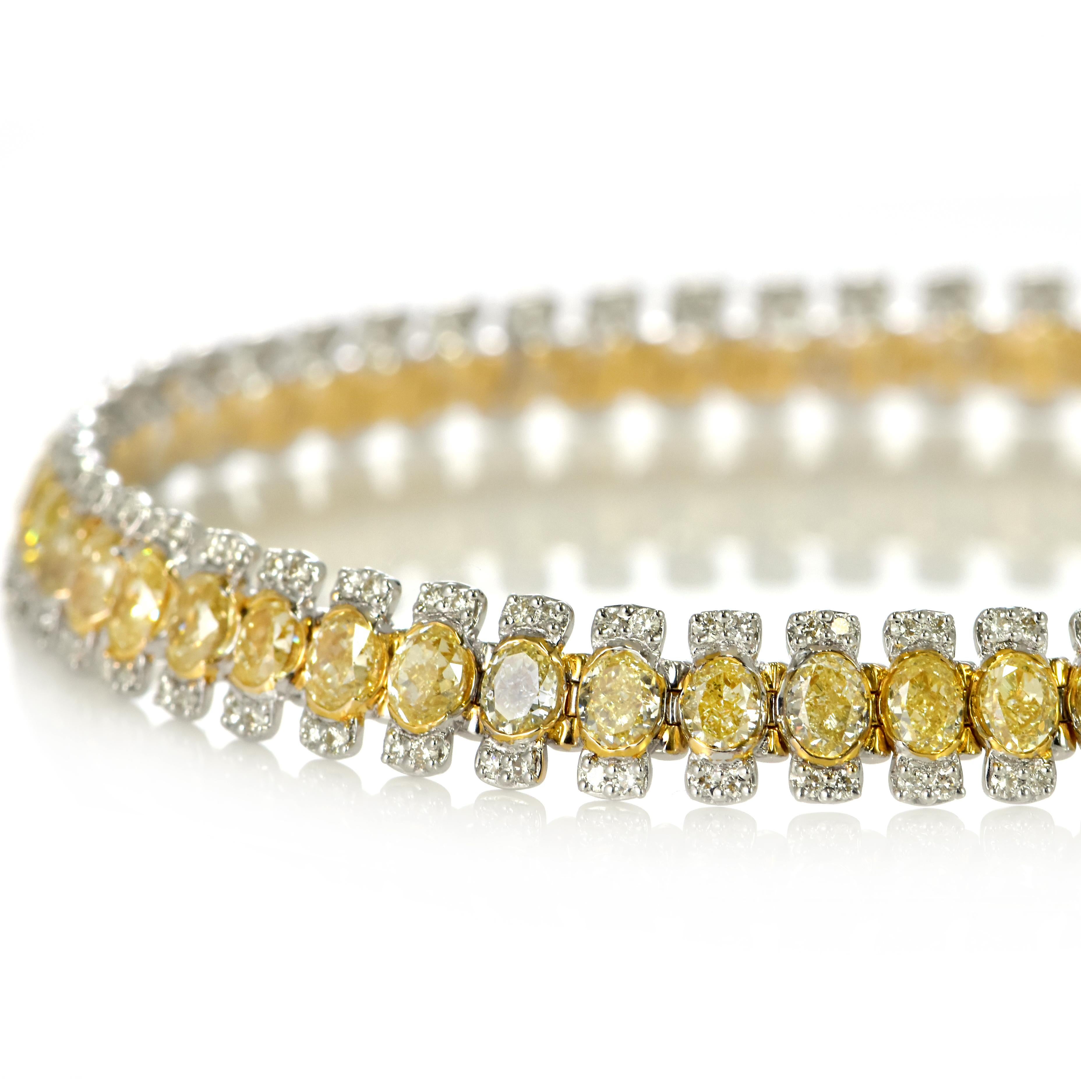 Bracciale di diamanti gialli Nature Fancy da 8,89 carati in oro 18 carati in vendita 4