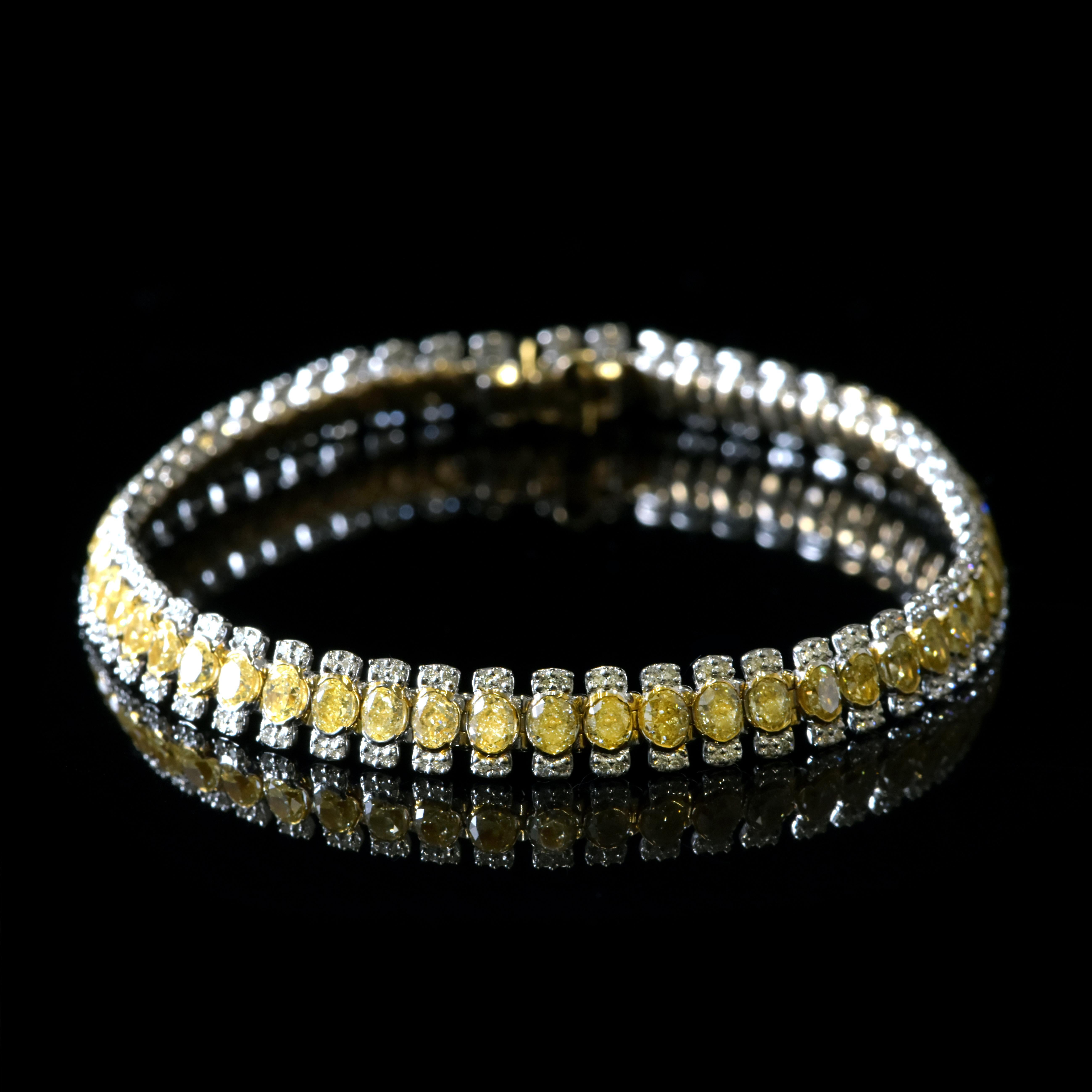 Bracciale di diamanti gialli Nature Fancy da 8,89 carati in oro 18 carati in vendita 5