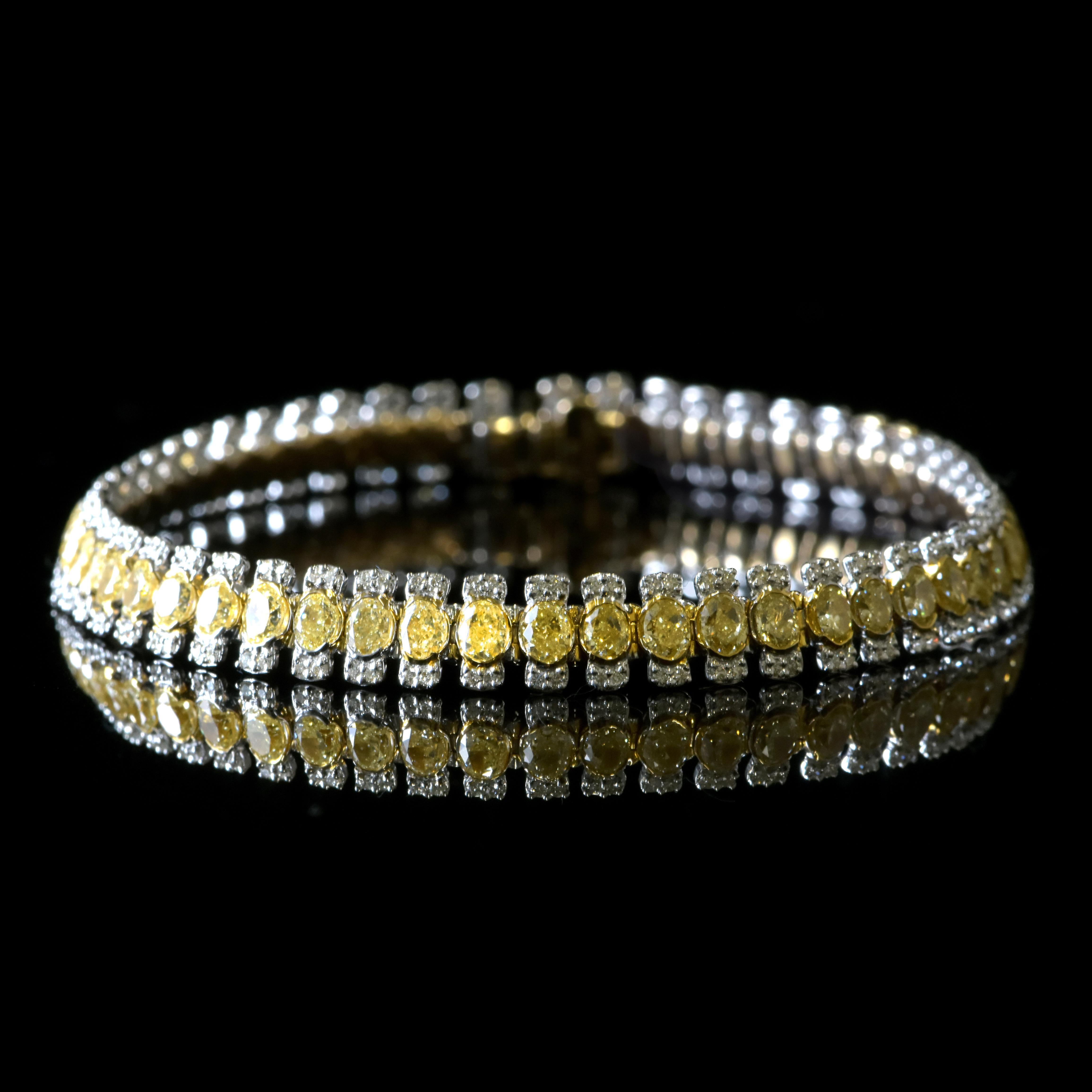 Bracciale di diamanti gialli Nature Fancy da 8,89 carati in oro 18 carati in vendita 6