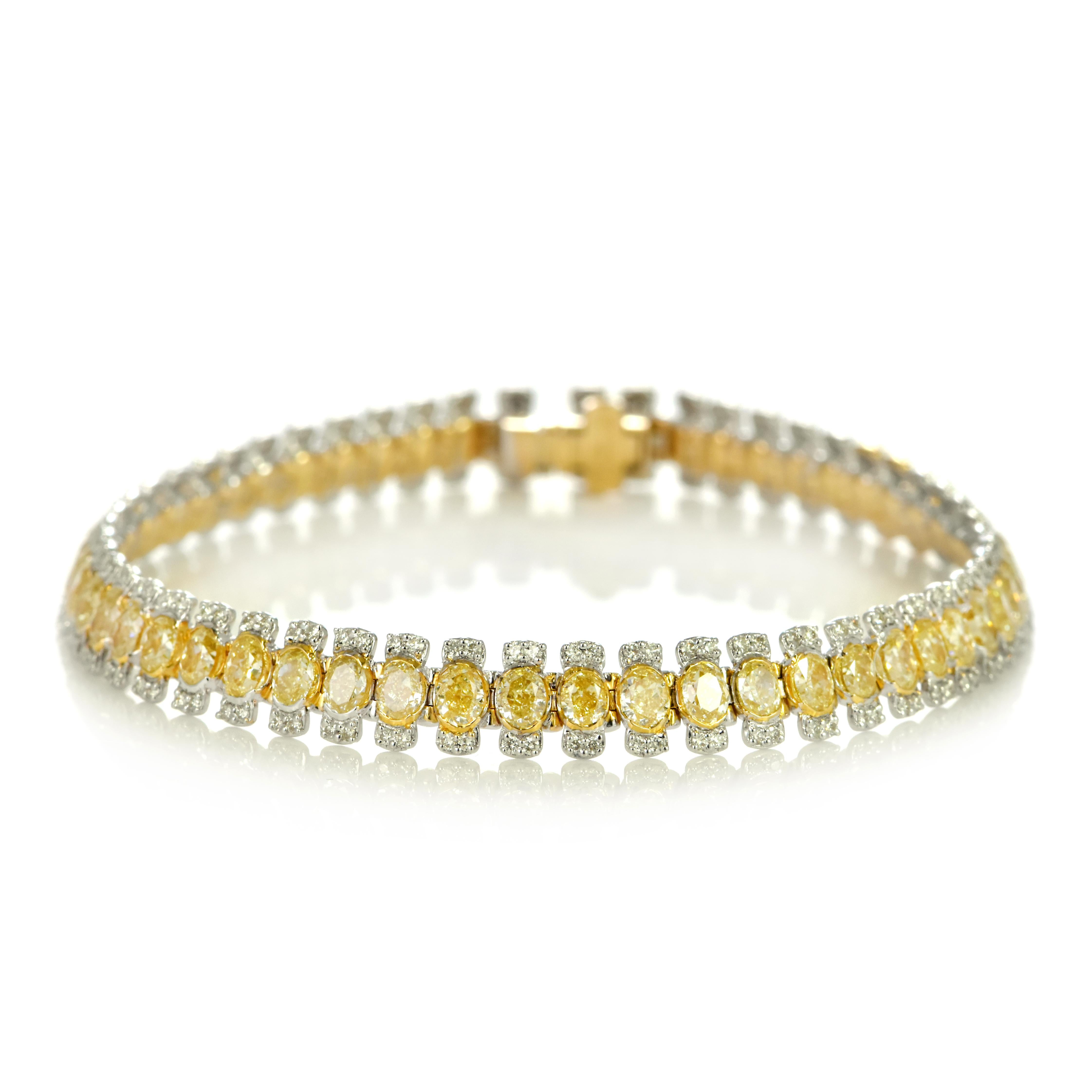 Bracciale di diamanti gialli Nature Fancy da 8,89 carati in oro 18 carati in vendita 2