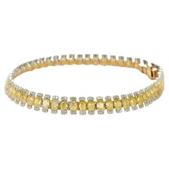 Bracelet en or 18 carats de 8,89 carats de diamant jaune fantaisie naturel