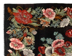 8.9x10.6 Ft Vintage Bessarabian Kilim, Floral Handwoven Wool Rug from Moldova