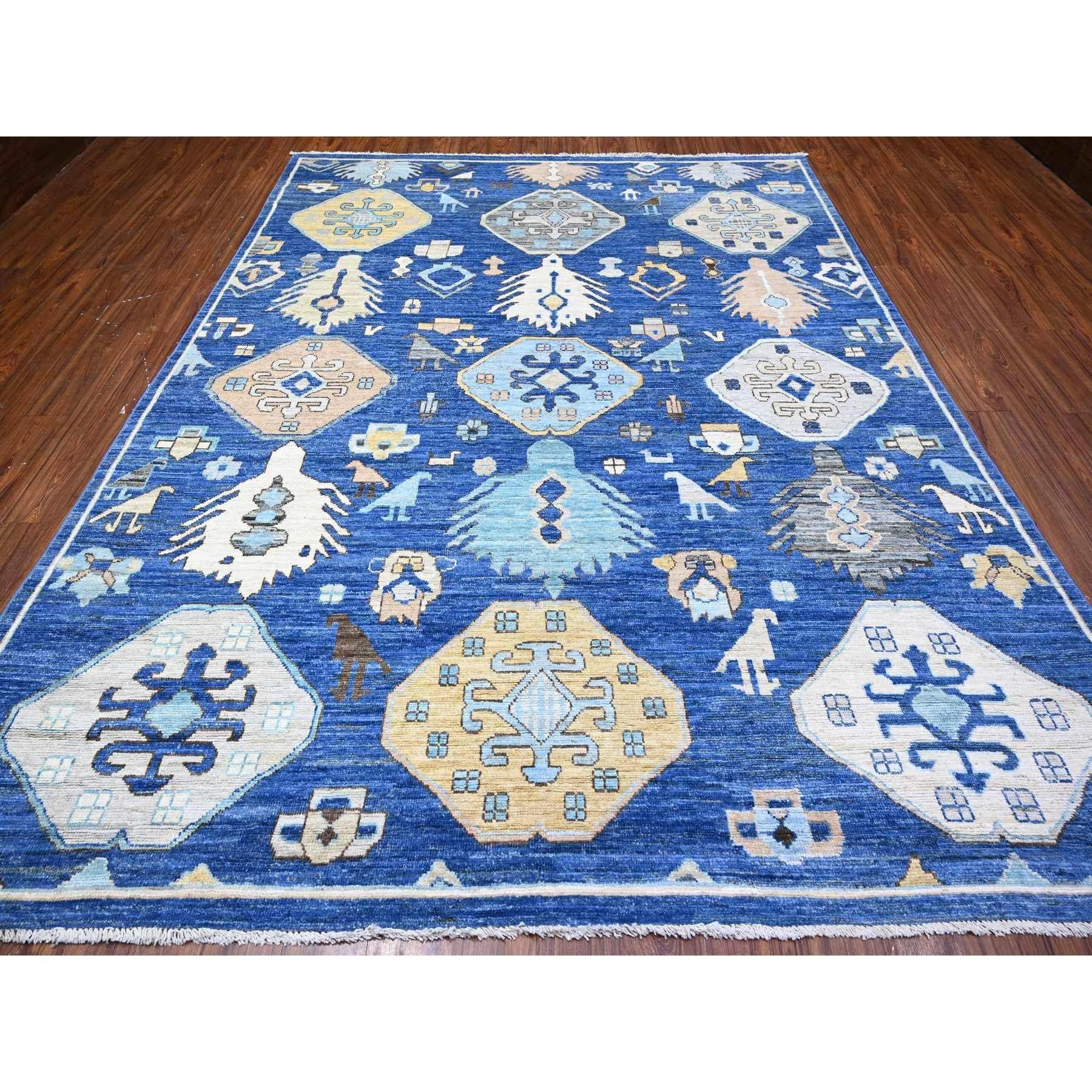 This is a truly genuine one-of-a-kind Colorful, Hand Knotted Anatolian Village Inspired with Triangles Design, Natural Dyes Soft Wool Oriental Rug. It has been Knotted for months in the centuries-old weaving craftsmanship techniques by expert