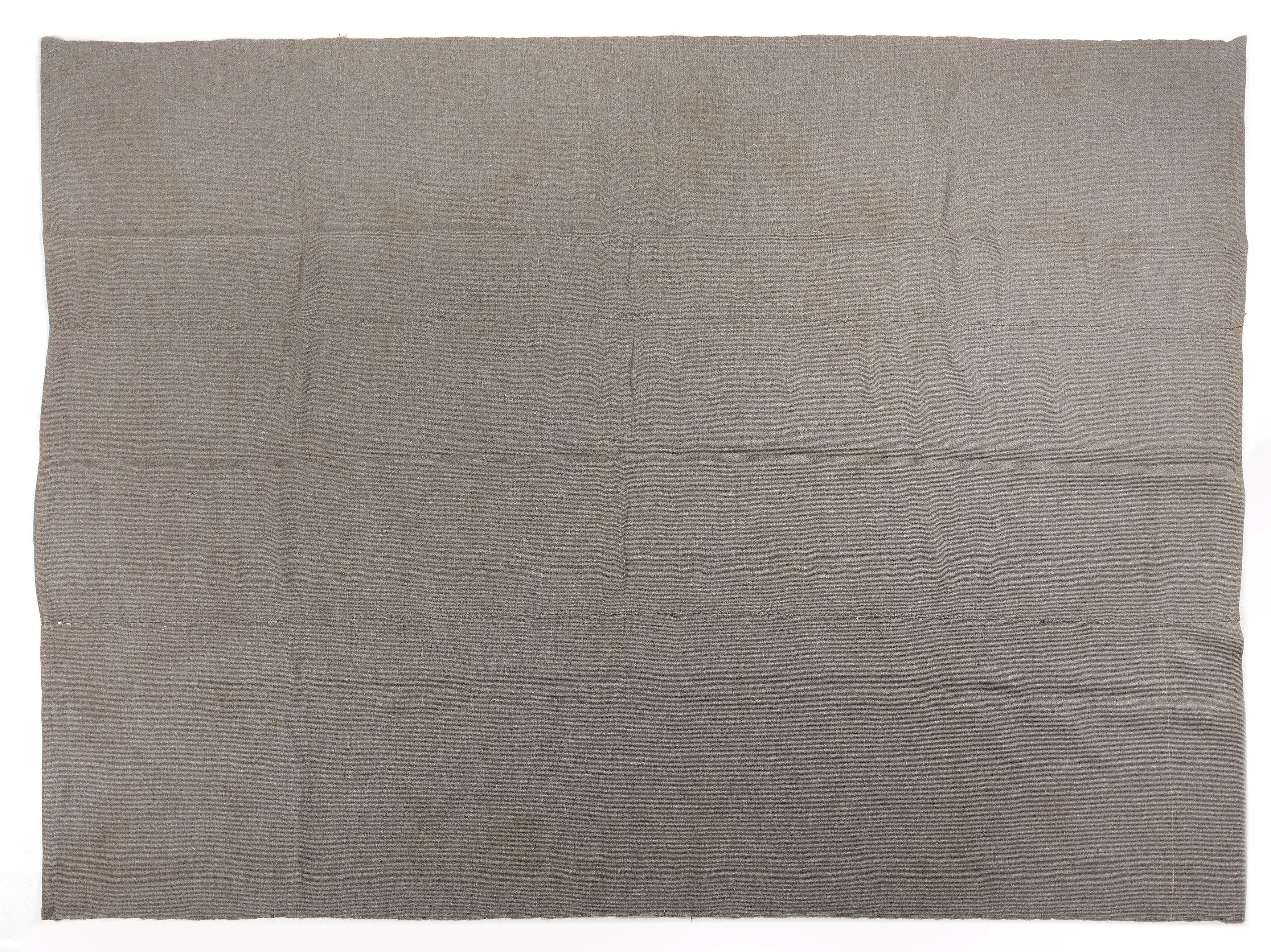 8.8x11.5 Ft Double Sided Turkish Kilim. Solid Gray Wool Carpet. Contemporary Rug For Sale 3