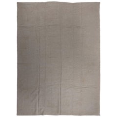 8.8x11.5 Ft Double Sided Turkish Kilim. Solid Gray Wool Carpet. Contemporary Rug
