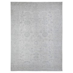 8'8"x11'5" Vista White Wool Wash Peshawar Hand Knotted Natural Dyes Rug