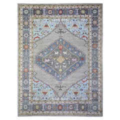 8'8"x11'7" Echo Gray, pure laine nouée à la main, Tapis oriental Peshawar