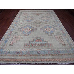 8'8"x11'8" Peshawar Berber Influence Geometric Design Hand Knotted Wool Rug