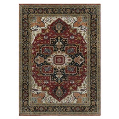 8
8"x12
 Berry Red Hand Knotted Antiqued Fine Heriz Revival Soft Wool Rug