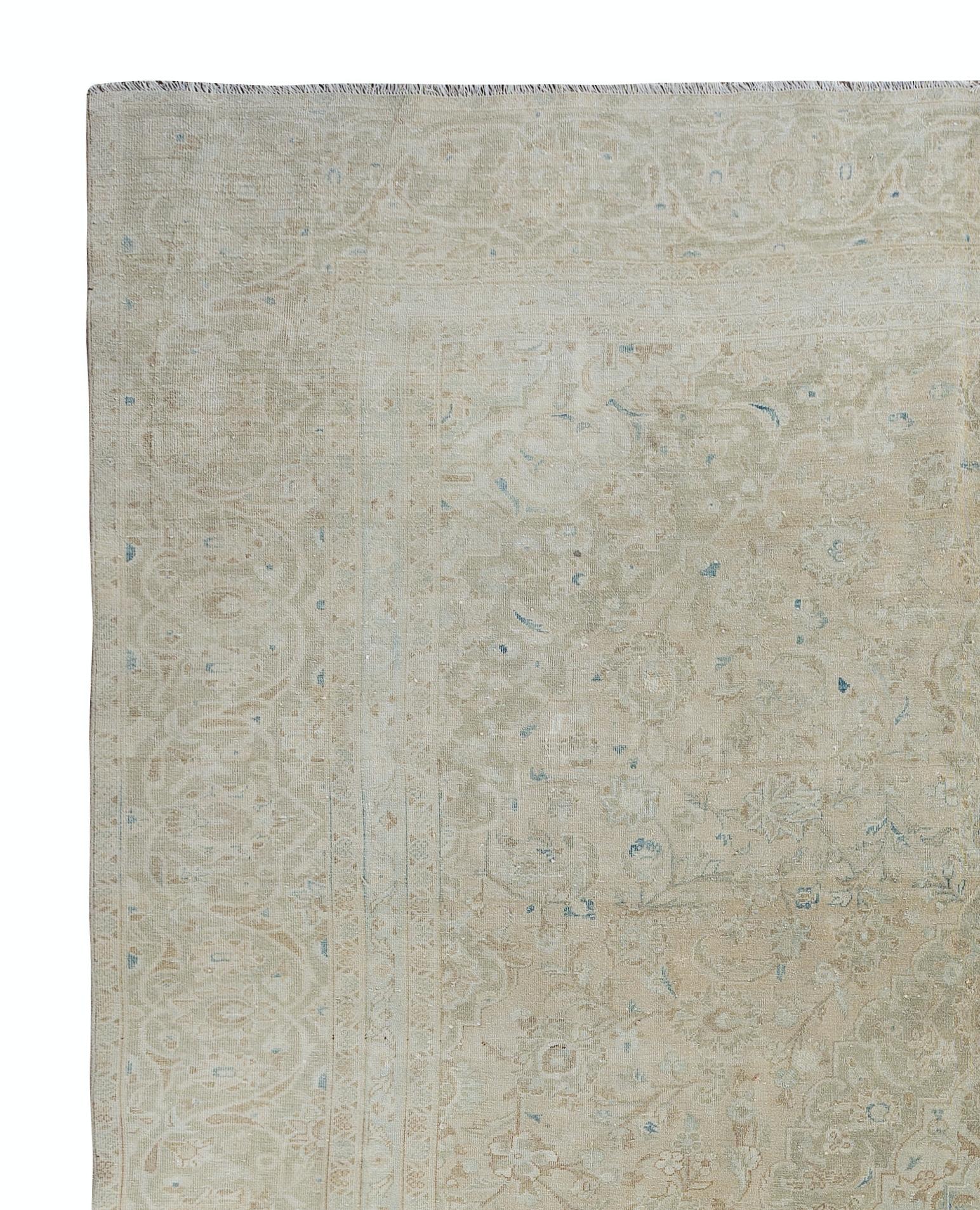 8.8x12 Ft One-of-a-kind Vintage Large Area Rug. Handgefertigter türkischer Teppich in Creme (Türkisch) im Angebot