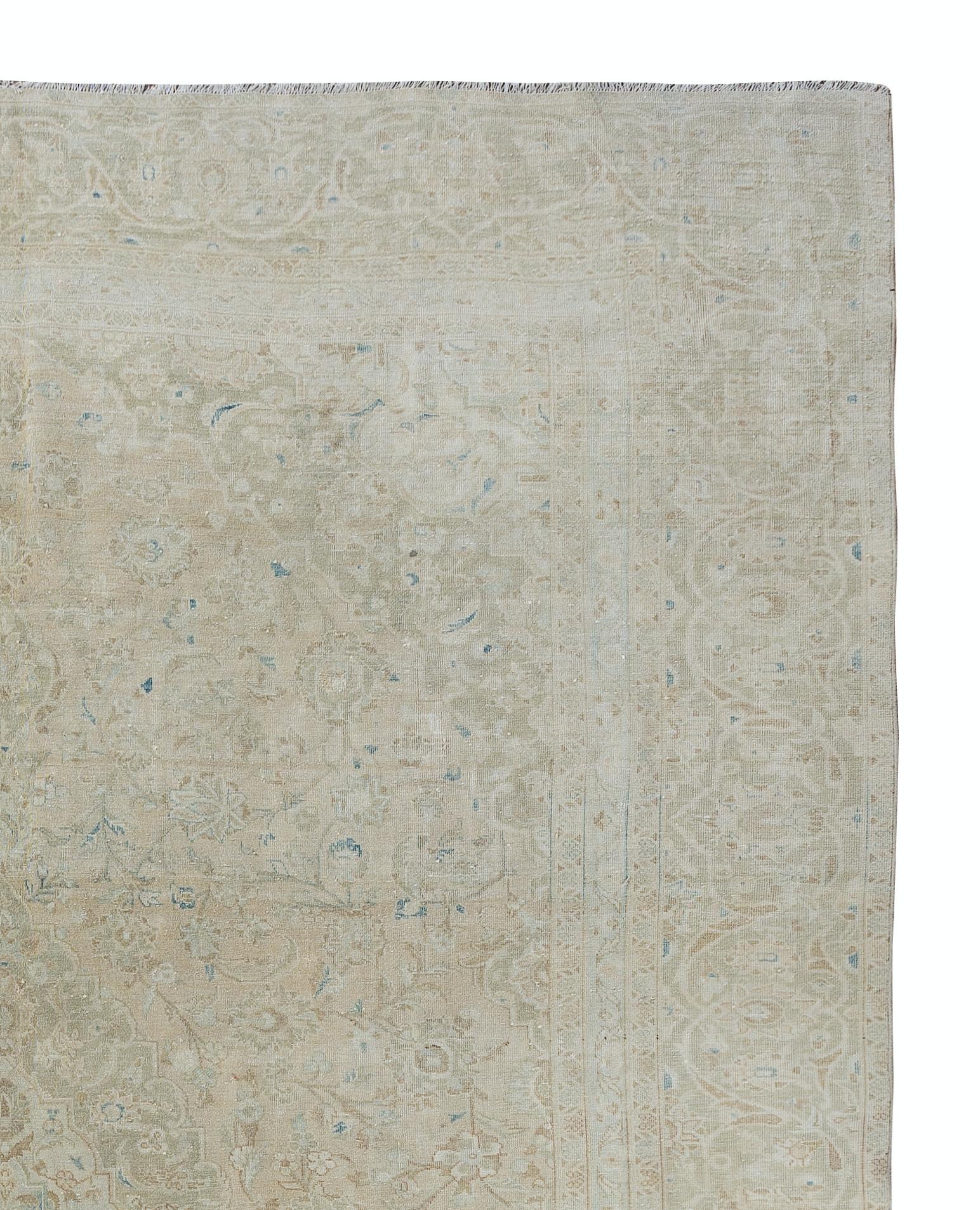 8.8x12 Ft One-of-a-kind Vintage Large Area Rug. Handgefertigter türkischer Teppich in Creme (Handgewebt) im Angebot