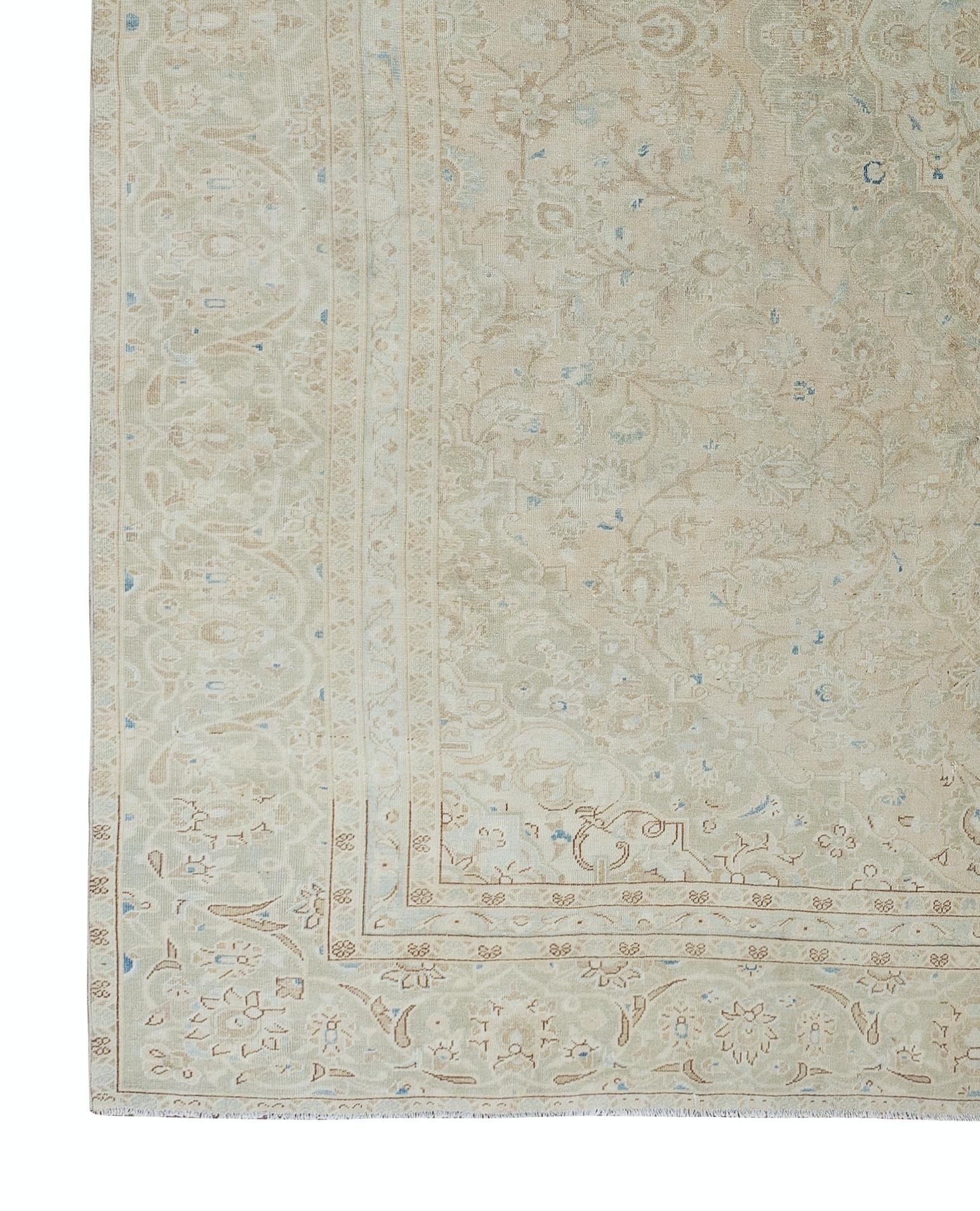 8.8x12 Ft One-of-a-kind Vintage Large Area Rug. Handgefertigter türkischer Teppich in Creme im Zustand „Gut“ im Angebot in Spring Valley, NY