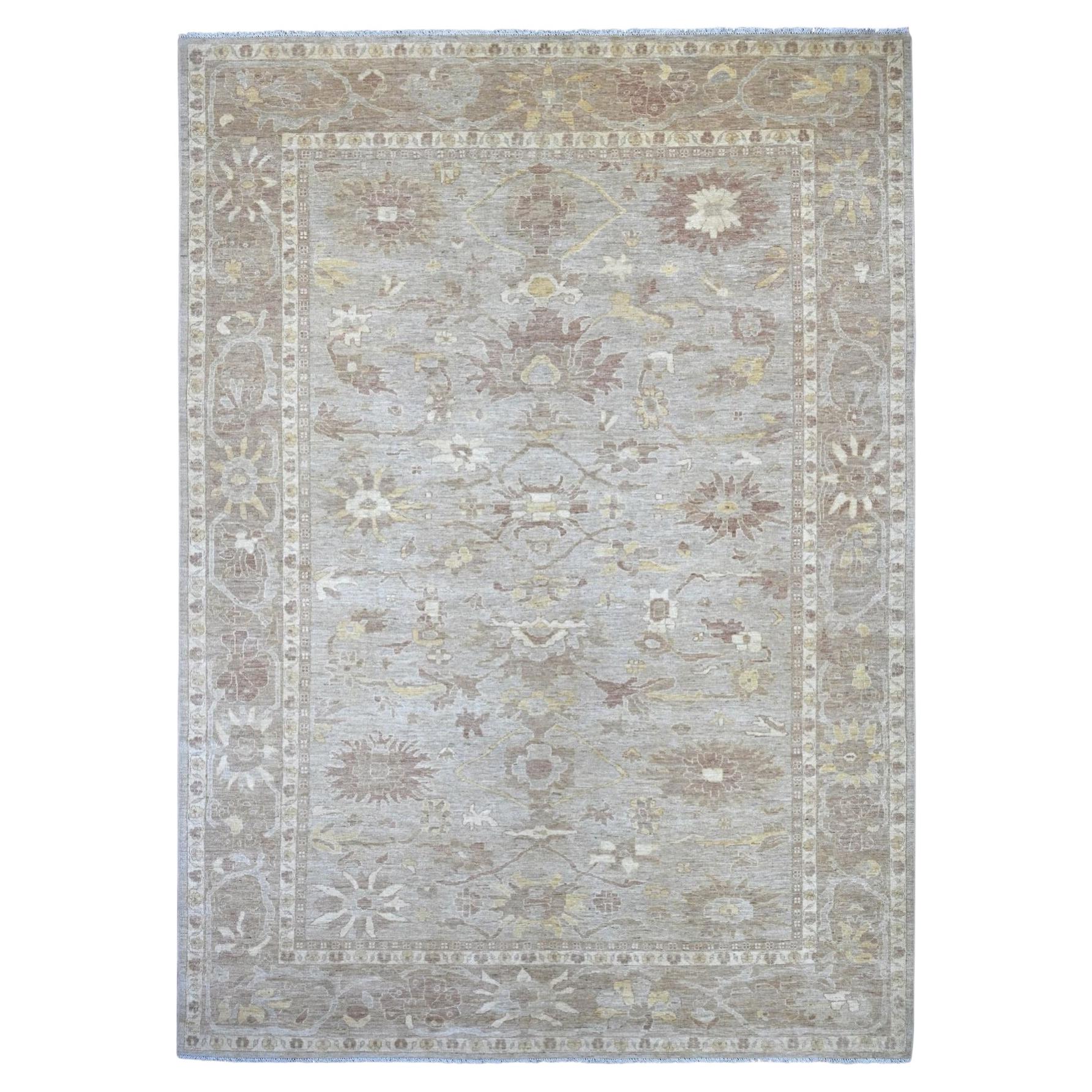 8'8"x12' Gray Peshawar with Ziegler Mahal Design Hand Knotted Wool Oriental Rug